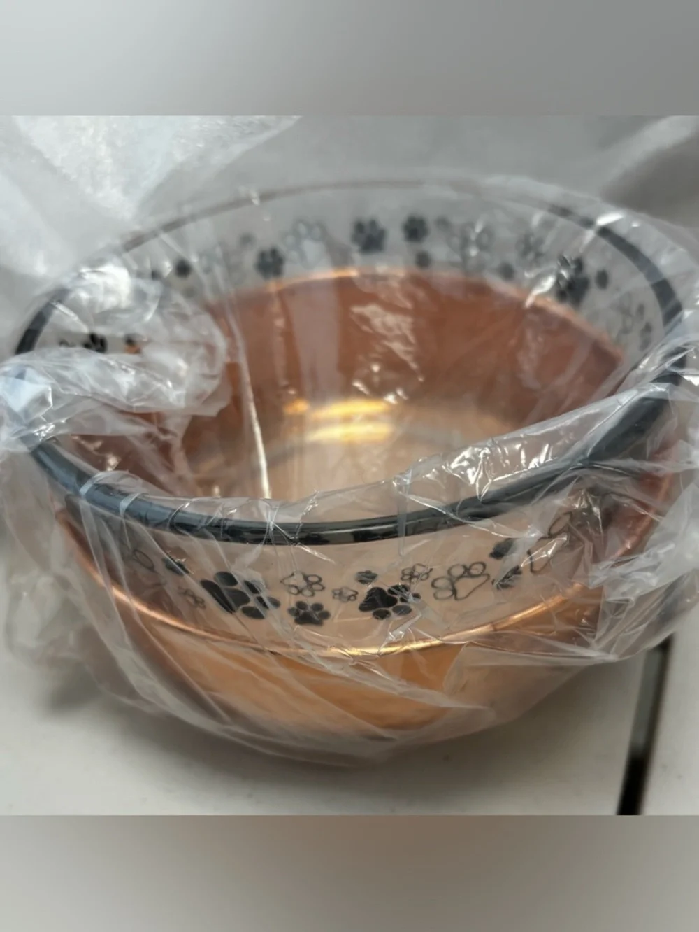 Buddy’s Line Denali Diner Hammered Copper Pedestal w Glass Pet Bowl Insert